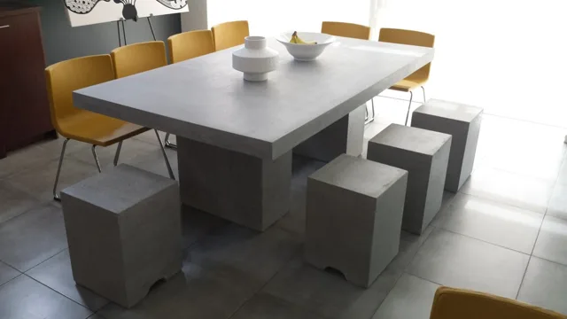 Dining table & cube seats: A rectangular dining table with matching cube seating.